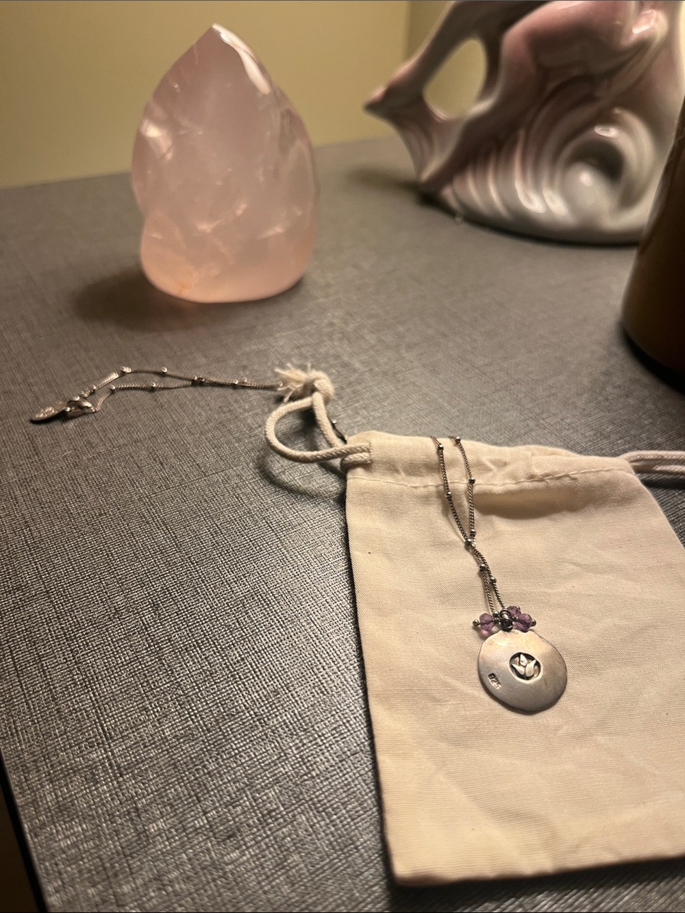 Satya Sterling Silver Lotus Necklace with Purple Crystal Accents🪷